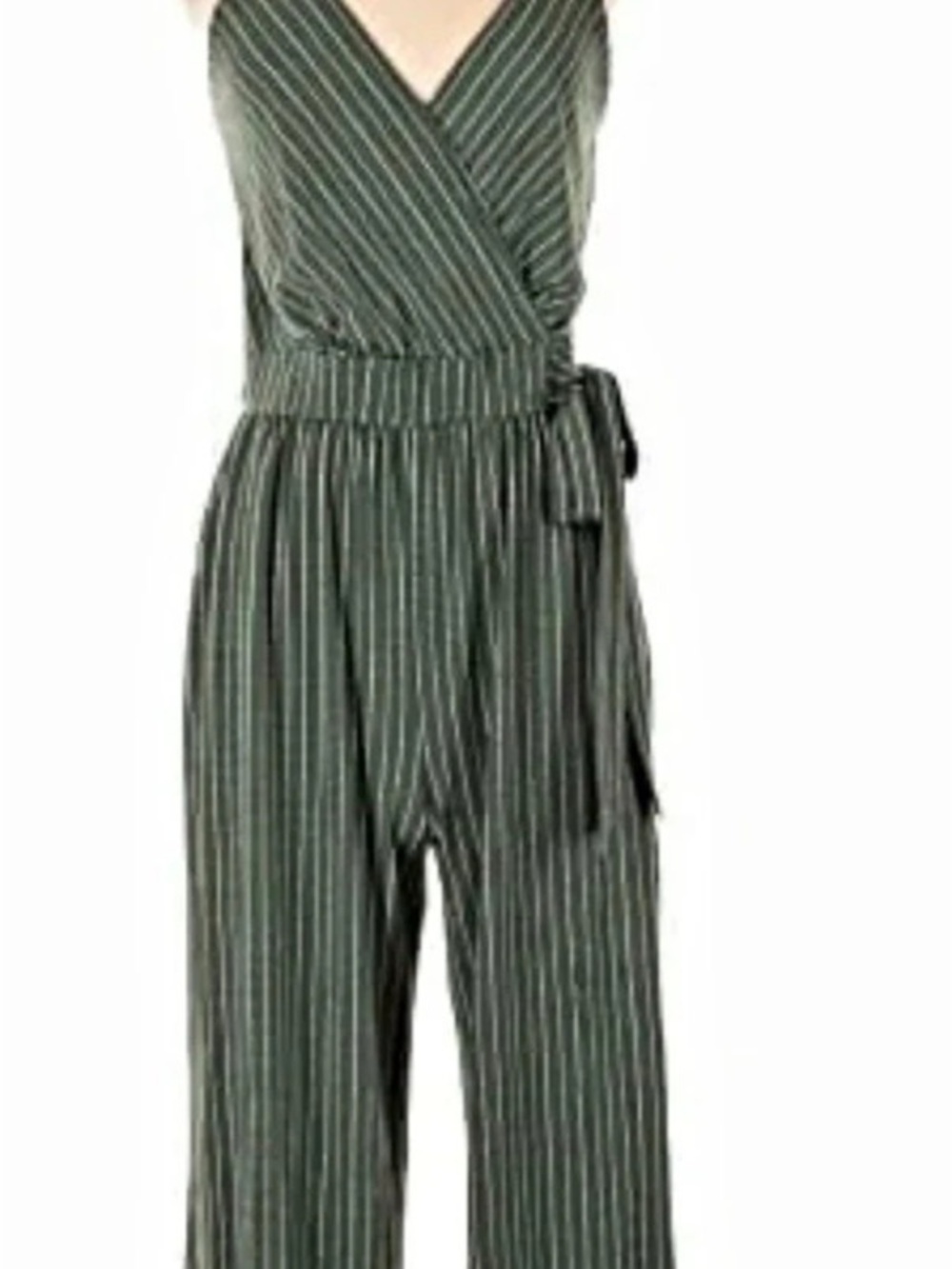 kaileigh Wide Leg Jumpsuit in Green & White